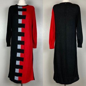 LAURA BY ALYZIA - 8 - VINTAGE Color Block Sweater Dress